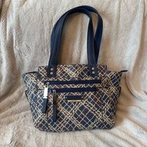 Ellen Tracy Navy and Cream Women's Large Shoulder Bag‎